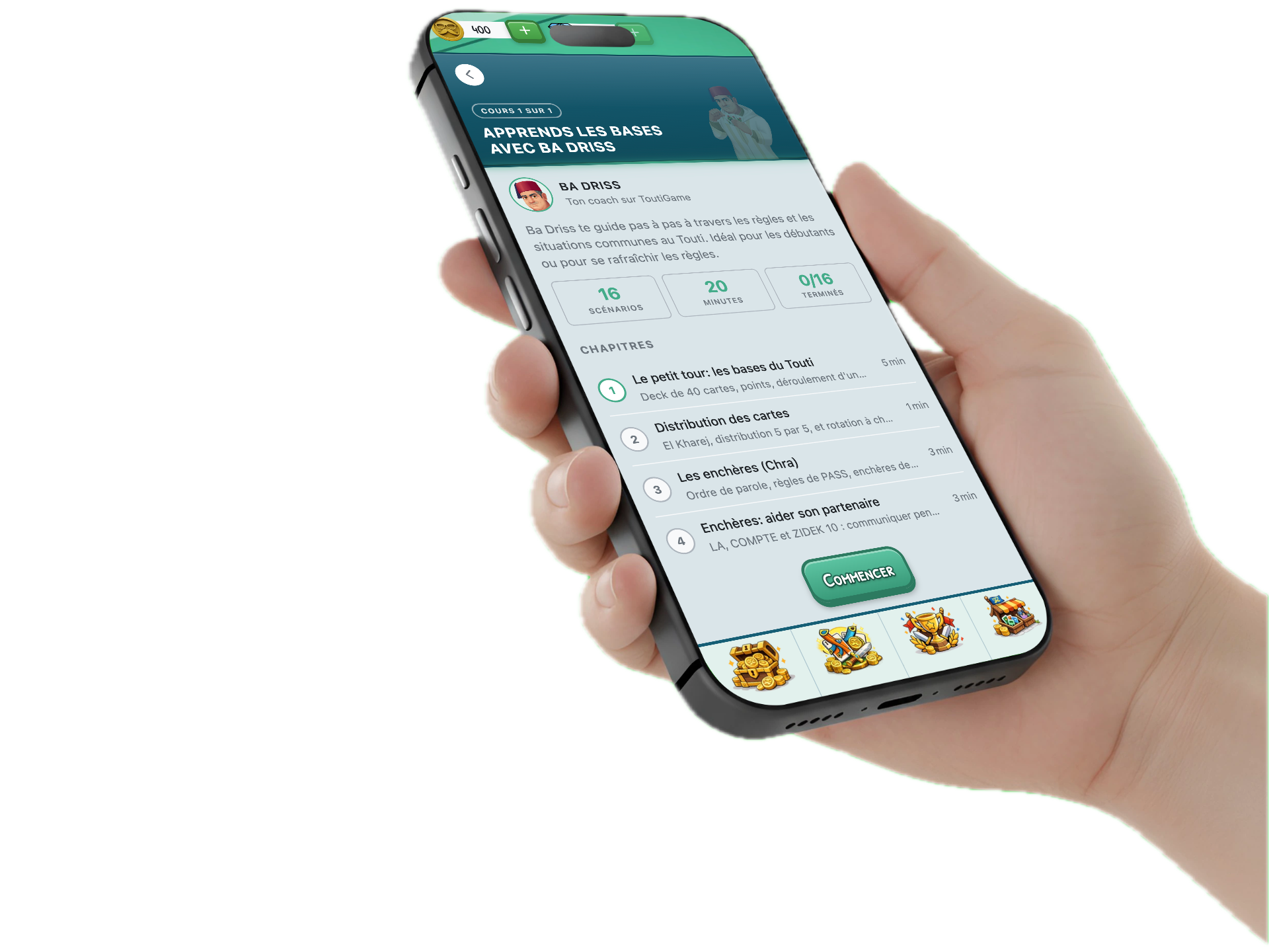 L'appli ToutiGame avec le pack de leçons Ba Driss sur iPhone